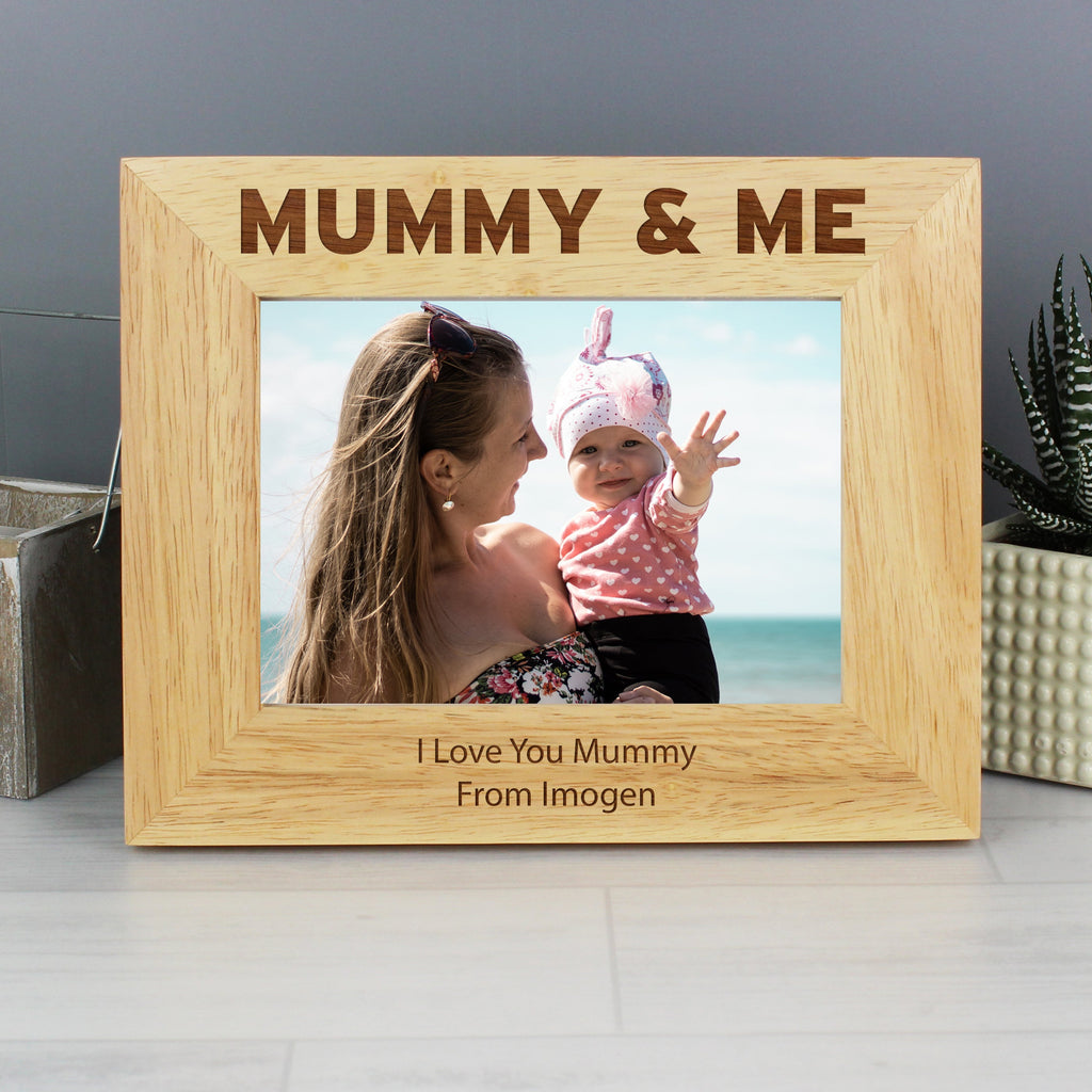 Personalised Mummy & Me 5x7 Inch Landscape Wooden Photo Frame