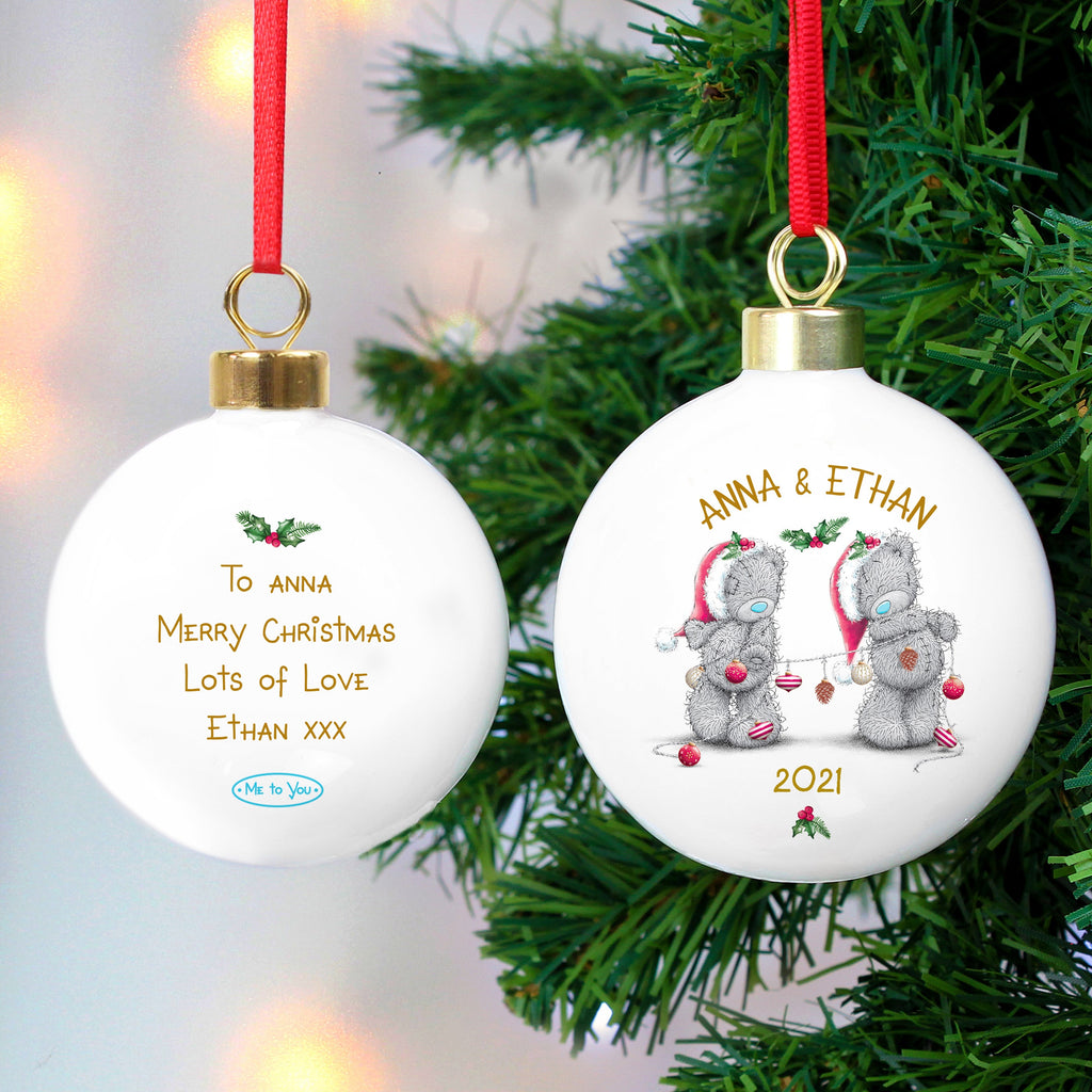 Personalised Me To You Christmas Couple's Bauble