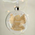 Personalised Name Gold Angel Christmas Tree Glass Bauble