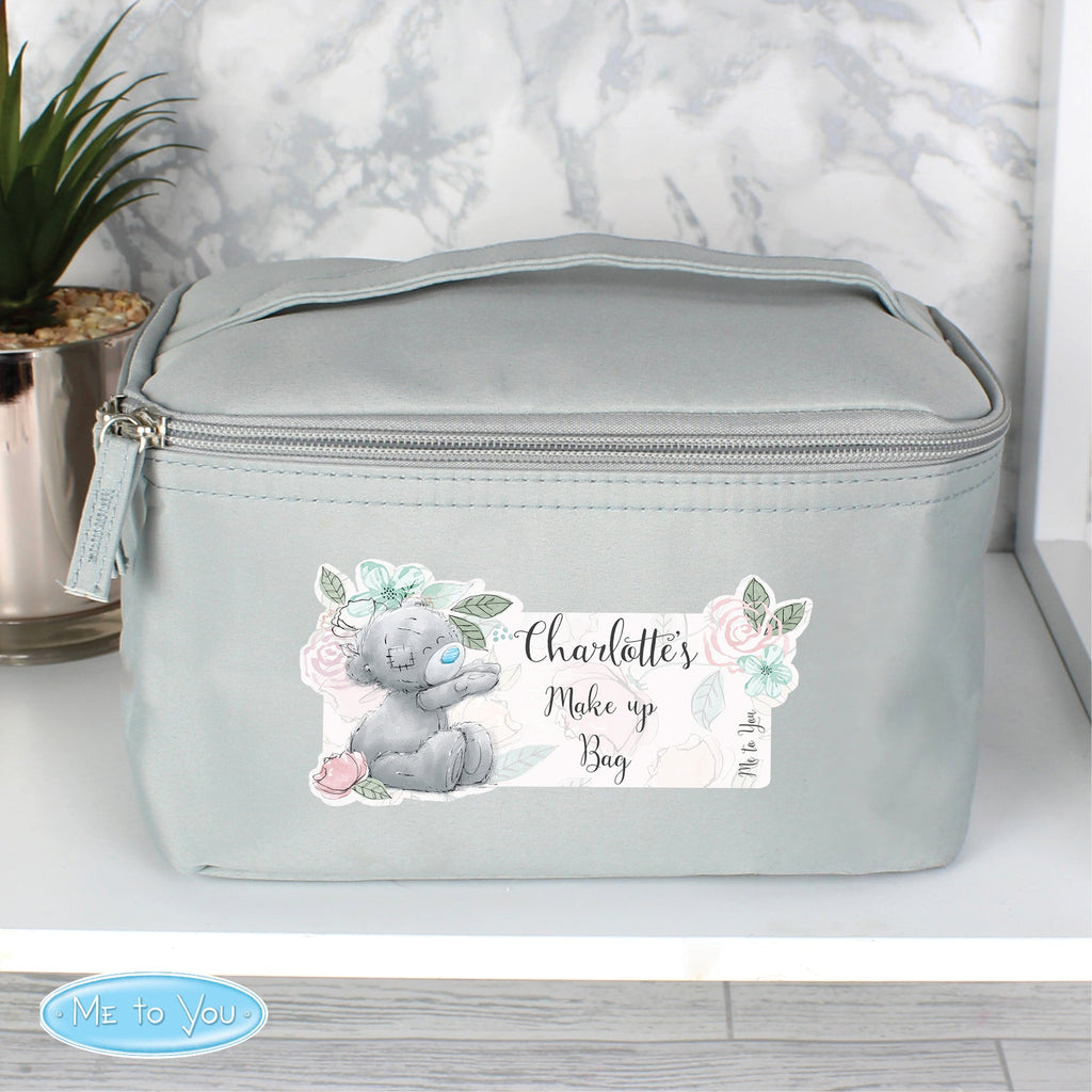 Personalised Me To You Floral Grey Vanity Bag