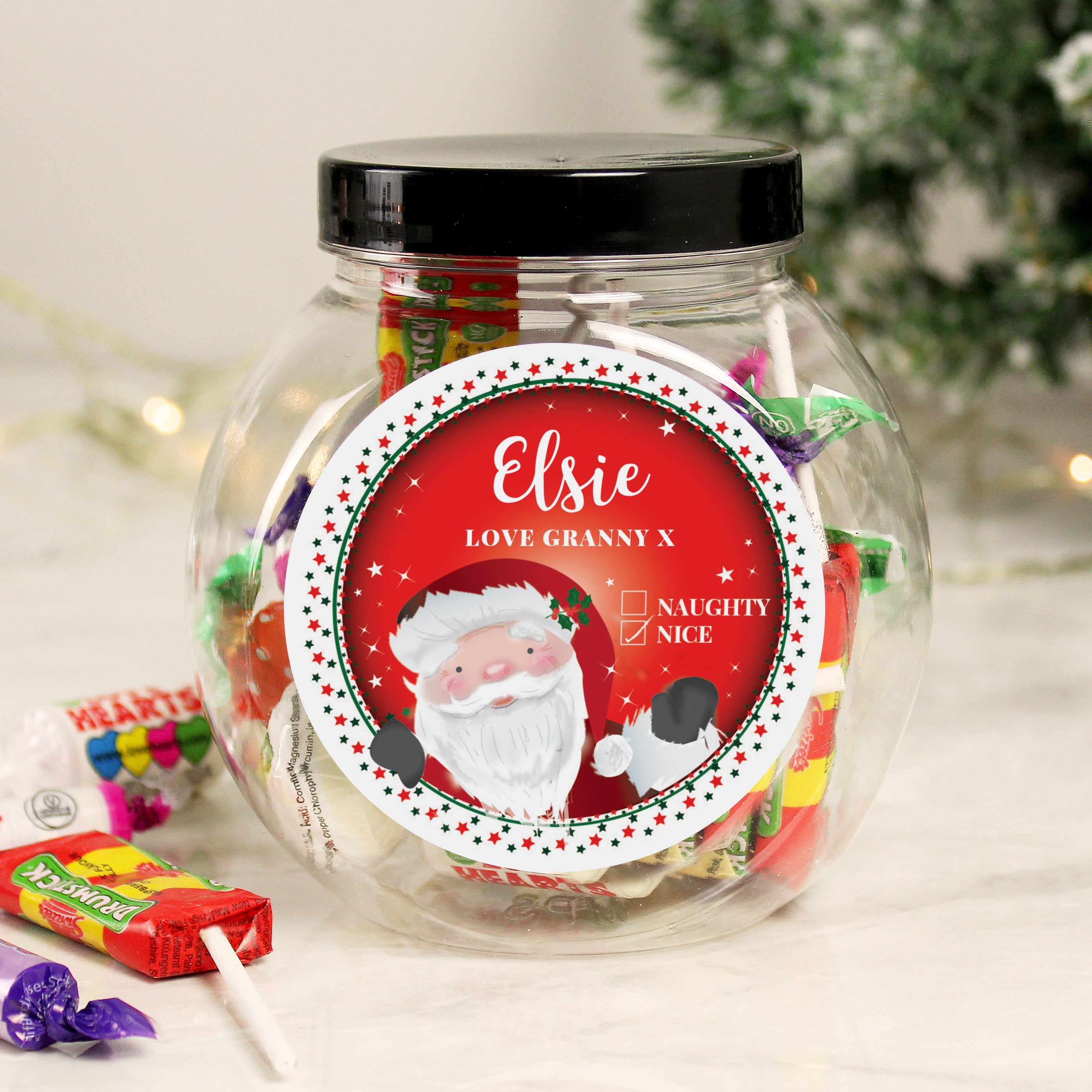 Personalised Santa 'Nice List' Sweet Jar