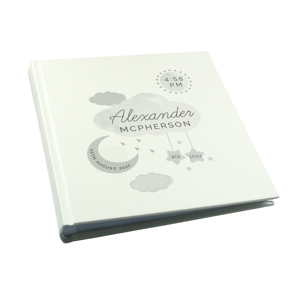 Personalised New Baby Moon & Stars Album With Sleeves