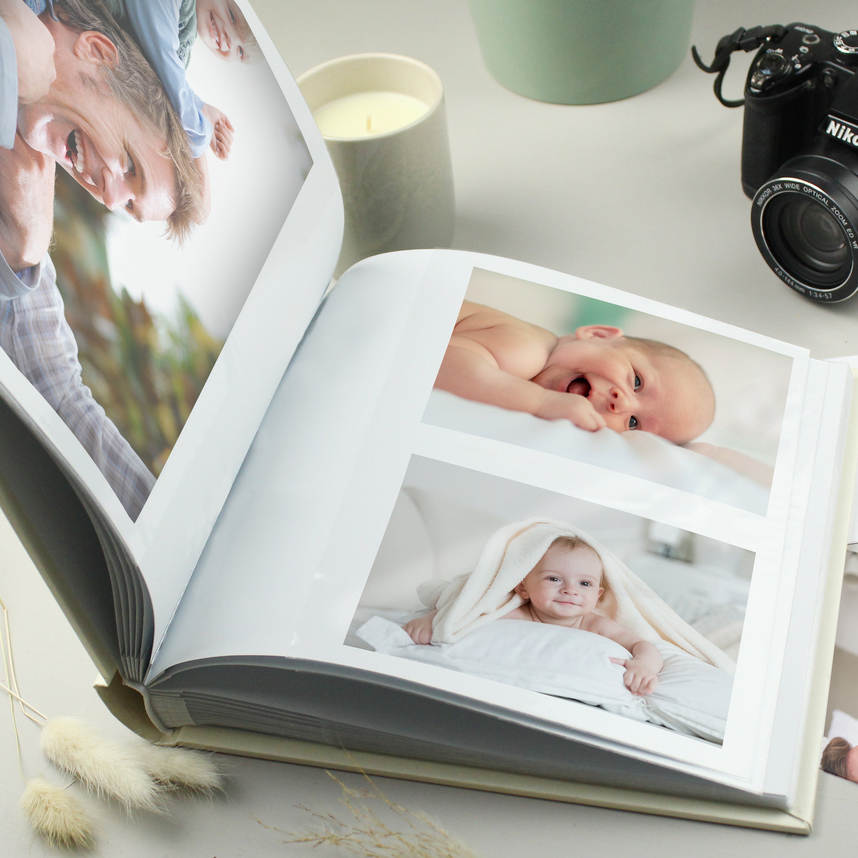 Personalised New Baby Moon & Stars Album With Sleeves