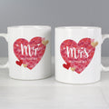 Personalised Mr And Mrs Valentine's Day Confetti Hearts Mug Set