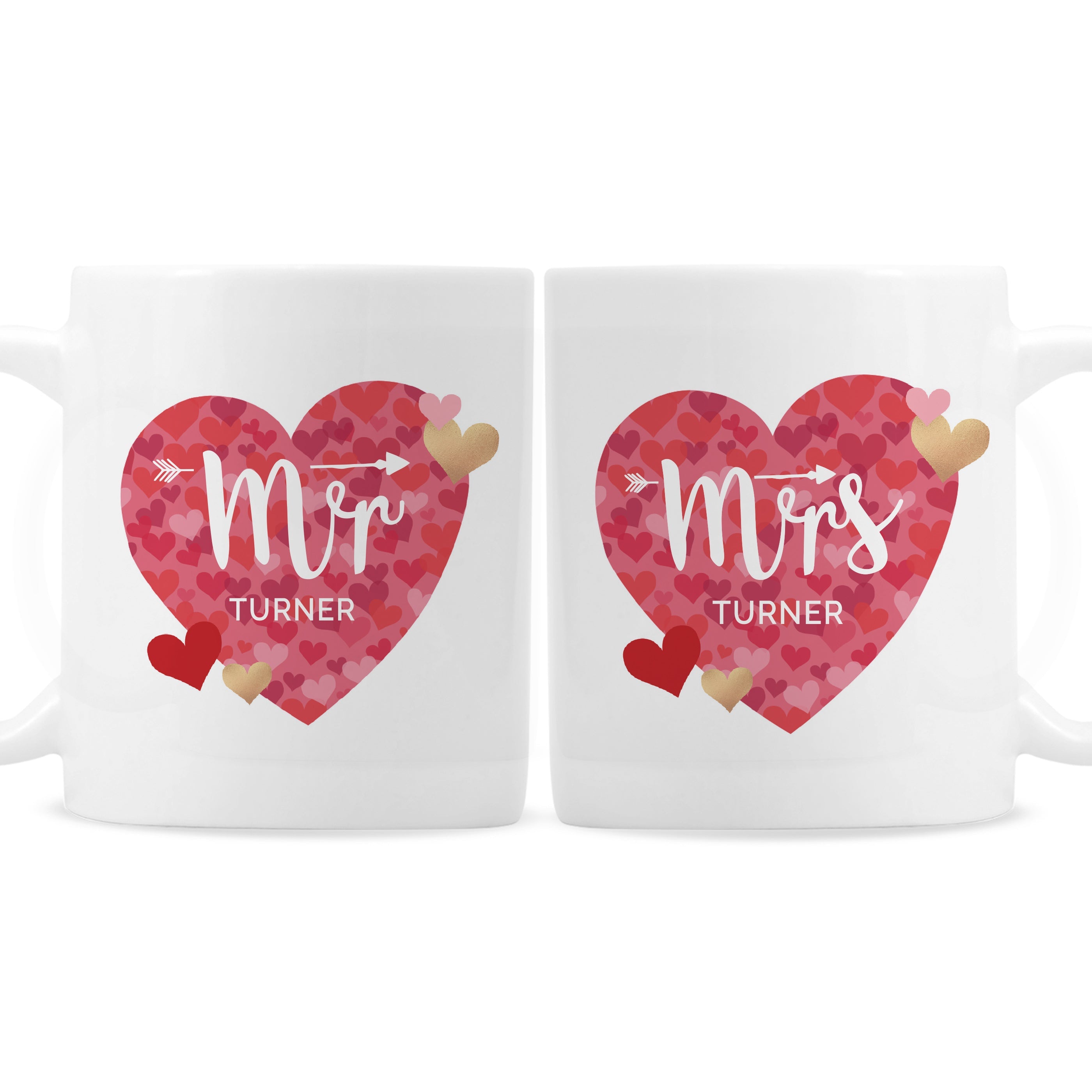 Personalised Mr And Mrs Valentine's Day Confetti Hearts Mug Set