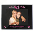 Personalised 21st Birthday Black Glass 5x7 Inch Photo Frame