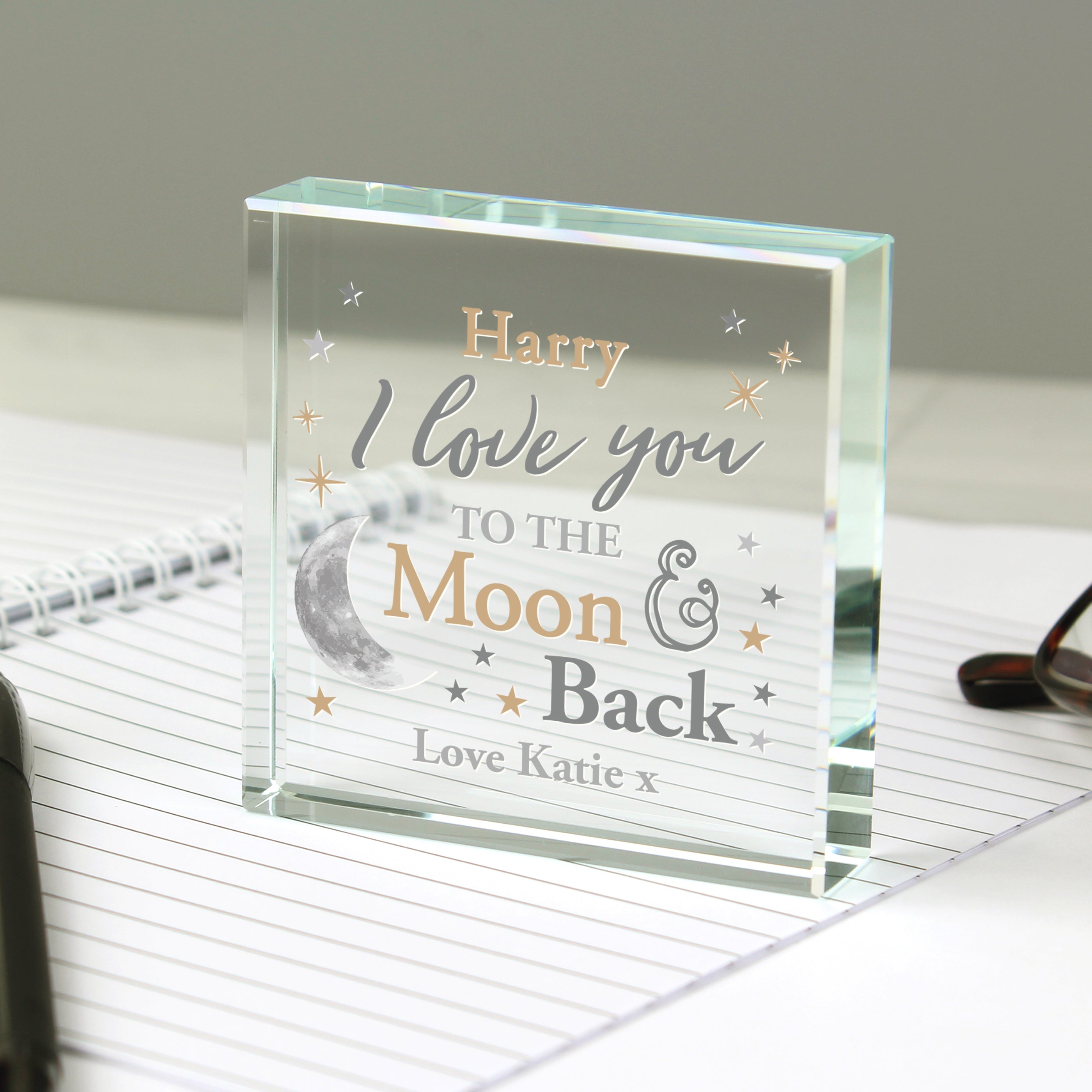 Personalised To The Moon And Back... Large Crystal Token