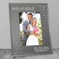 Personalised Mr And Mrs 6x4 Inch Diamante Glass Photo Frame