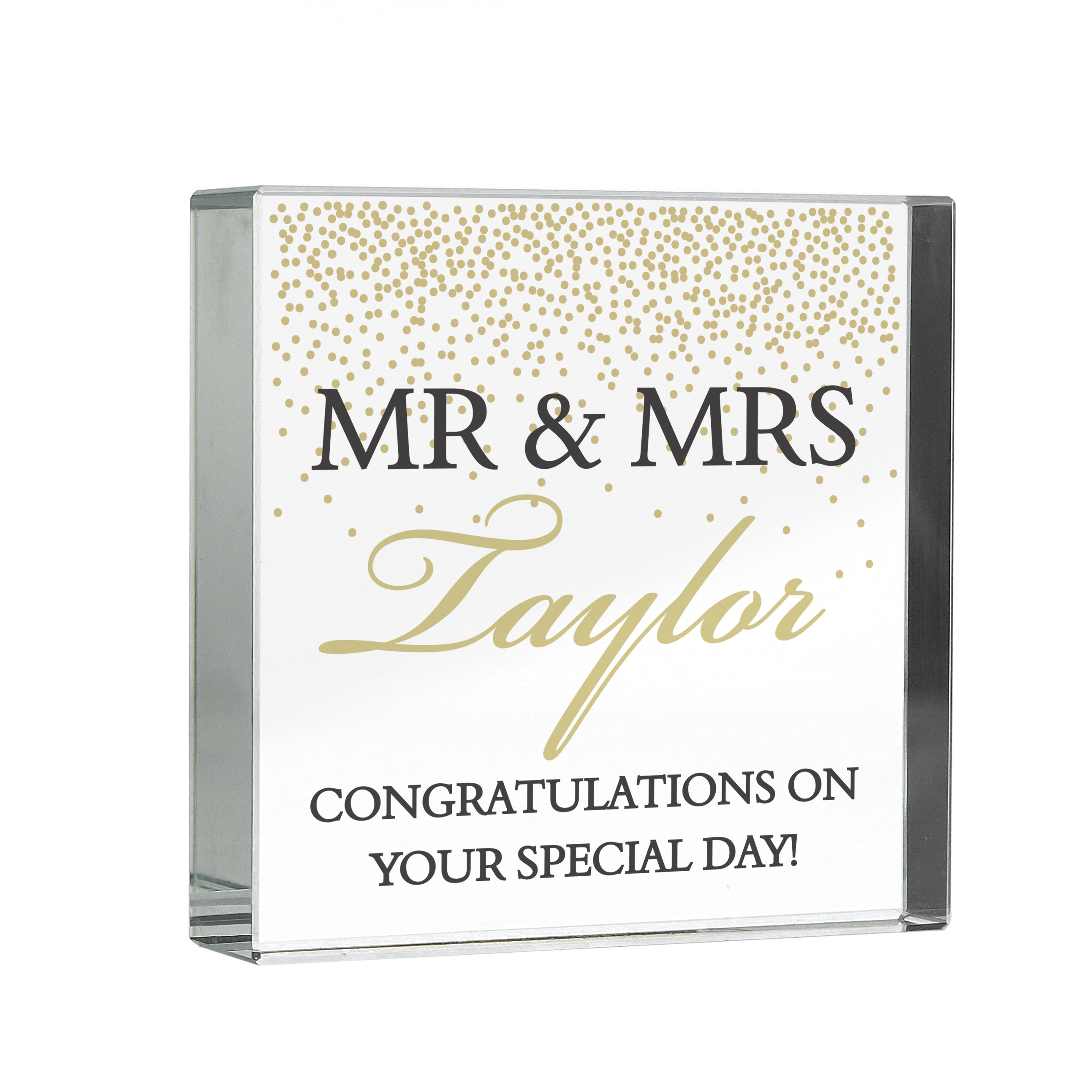 Personalised Gold Confetti Large Crystal Token