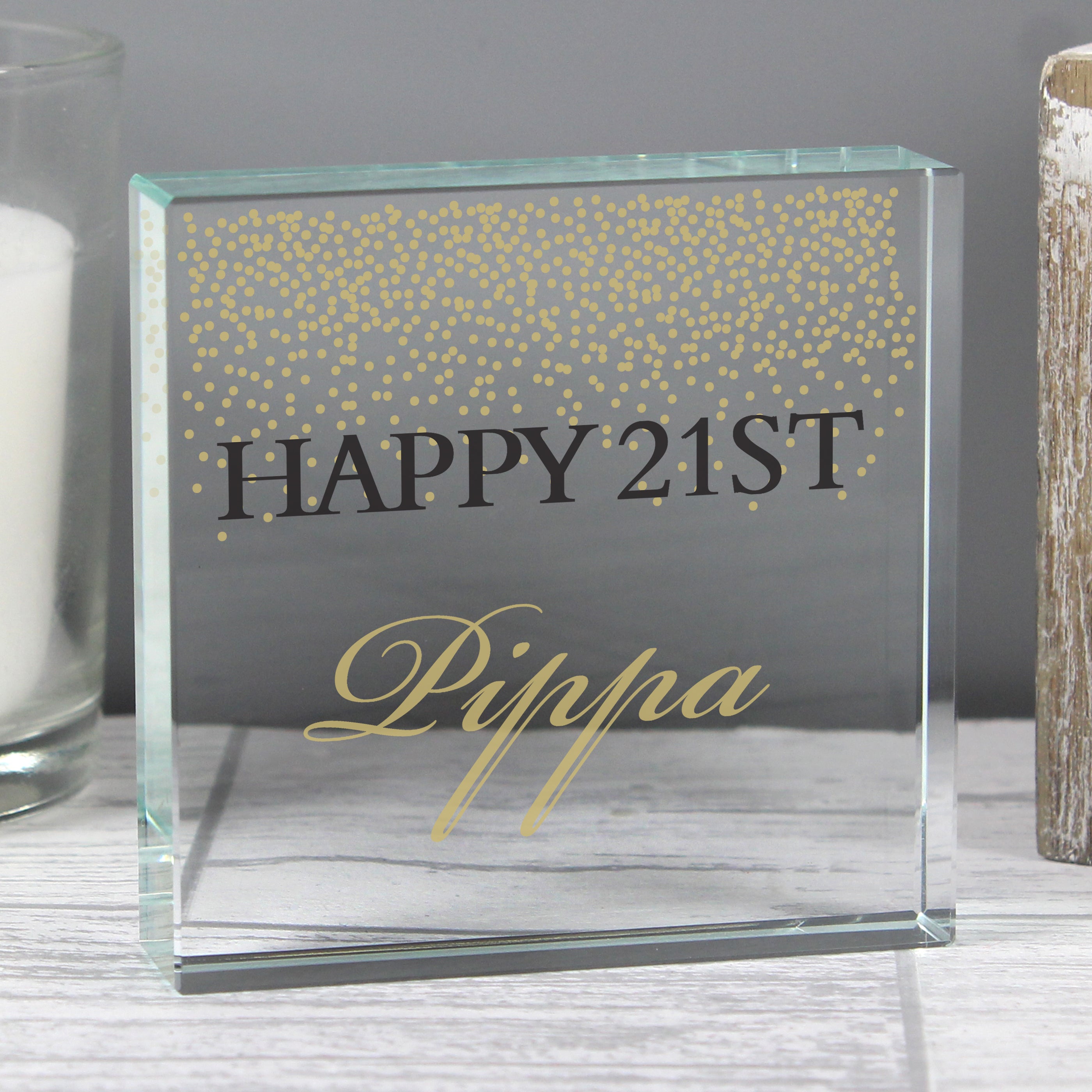 Personalised Gold Confetti Large Crystal Token