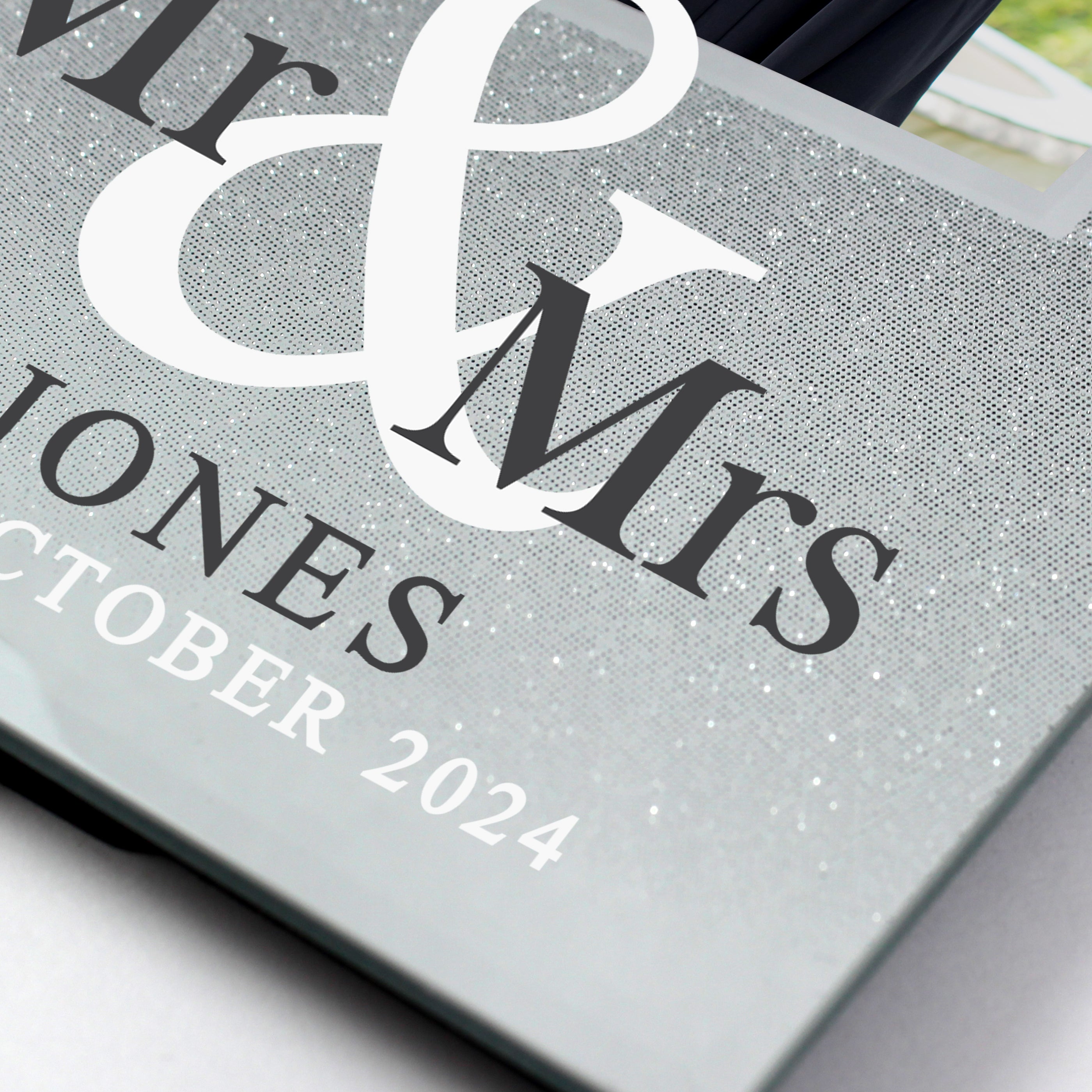 Personalised Mr & Mrs 4x4 Inch Glitter Glass Photo Frame