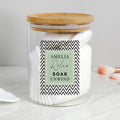 Personalised Relax Soak Unwind Glass Jar With Bamboo Lid