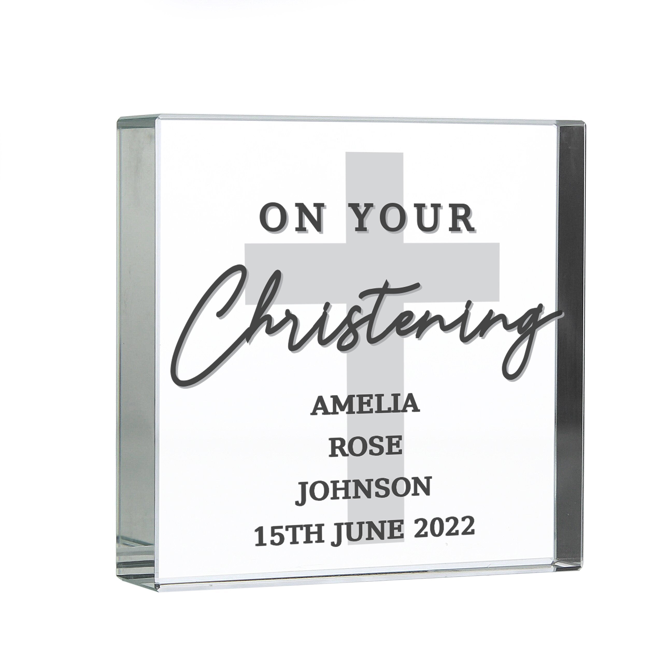 Personalised On Your Christening Large Crystal Token