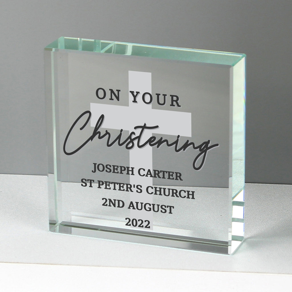Personalised On Your Christening Large Crystal Token