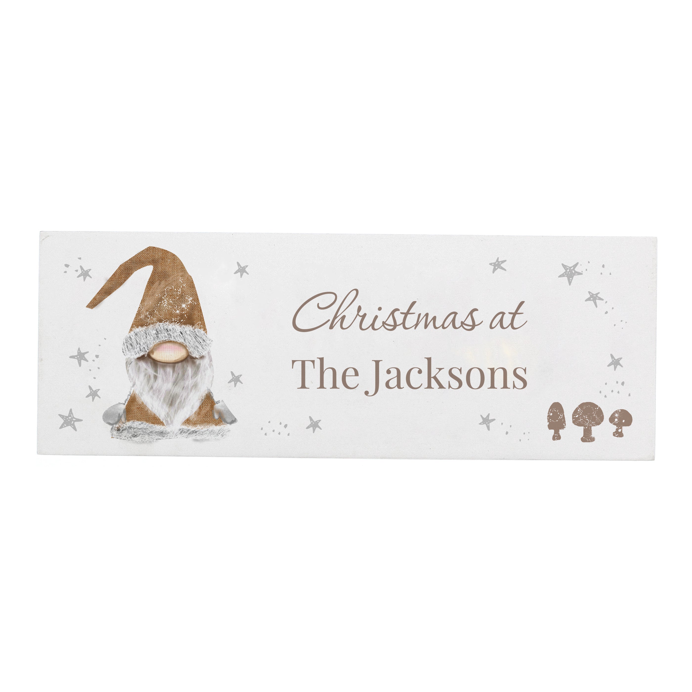 Personalised Scandinavian Christmas Gnome Wooden Block Sign