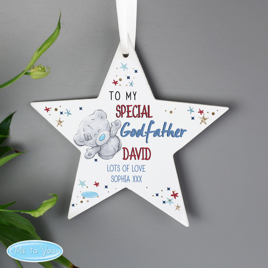 Personalised Me To You Godfather Wooden Star Decoration