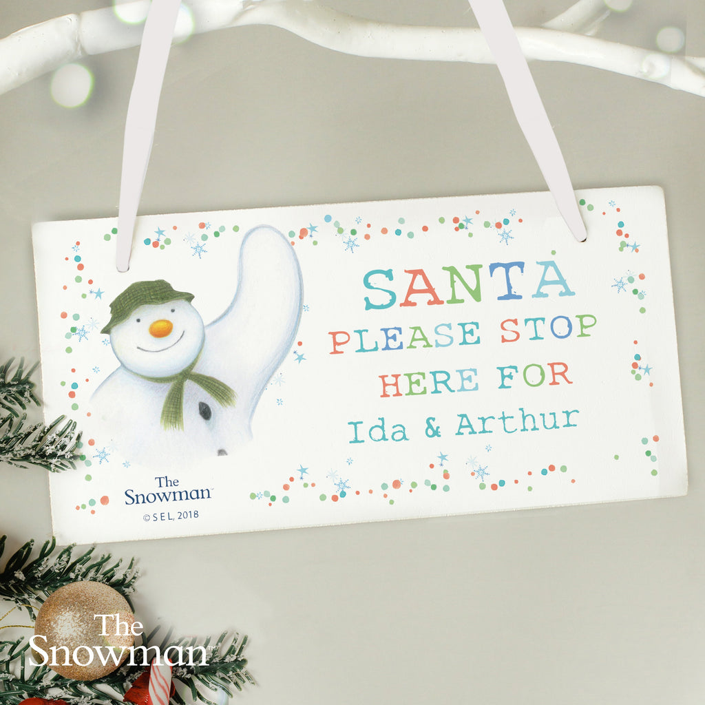 Personalised The Snowman Let It Snow Santa Stop Here Wooden Sign