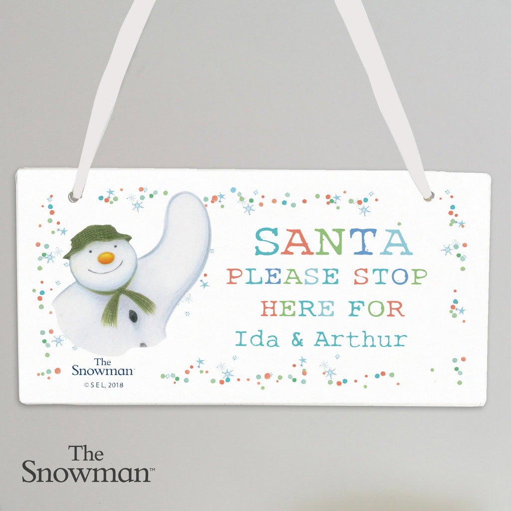 Personalised The Snowman Let It Snow Santa Stop Here Wooden Sign