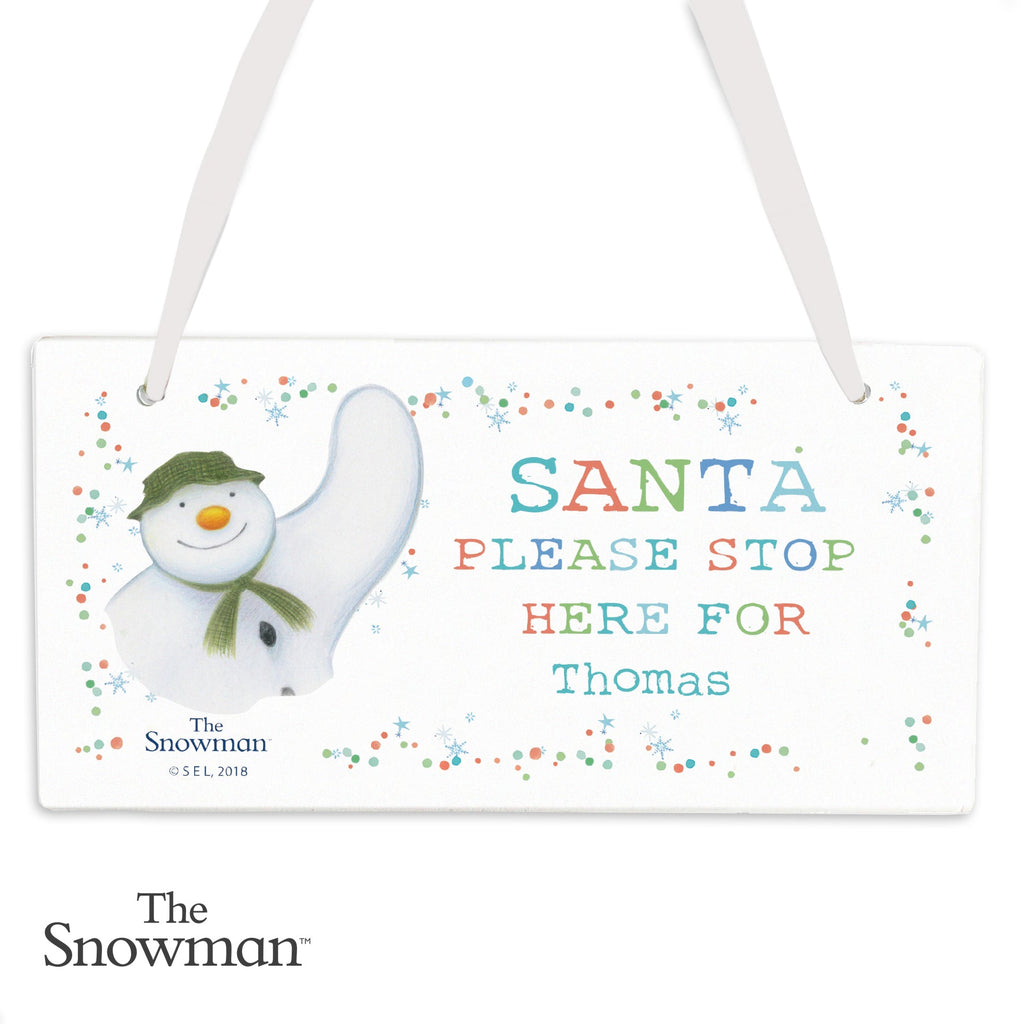 Personalised The Snowman Let It Snow Santa Stop Here Wooden Sign