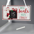 Personalised Santa Christmas Chalk Countdown Wooden Block Sign