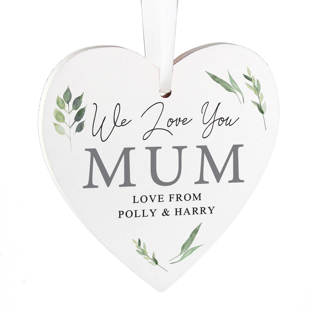 Personalised Botanical Wooden Heart Decoration