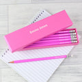 Personalised Name Only Box And 12 Pink HB Pencils