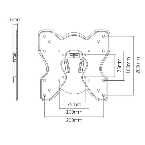 ProperAV Flat TV Wall Bracket (23" - 43" / 25kg Capacity / VESA Max. 200x200) - Black