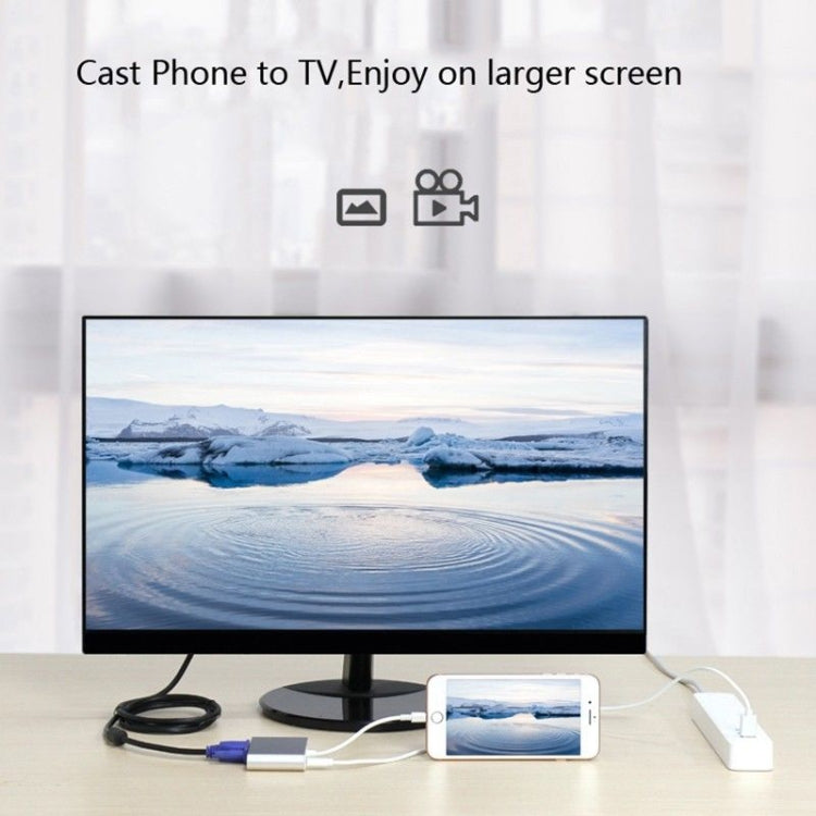 3 in 1 8 Pin to HDMI / VGA / Audio Adapter(Silver)
