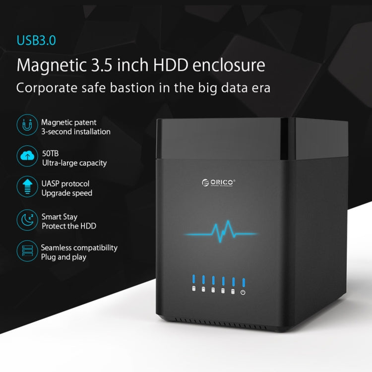 ORICO DS500U3 3.5 inch 5 Bay Magnetic-type USB 3.0 Hard Drive Enclosure with Blue LED Indicator, USB 3.0