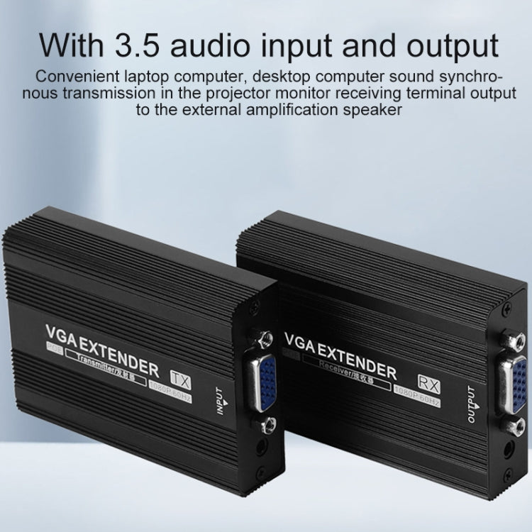 Measy VGA1815 VGA Extender Transmitter and Receiver Converter, POE Single Power Supply, Transmission Distance: 150m(US Plug)