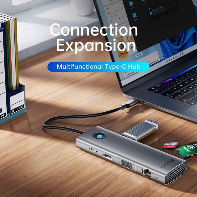 ORICO PW11-8PC Type-C / USB-C 8-in-1 5Gbps Multifunction Docking Station(Silver)