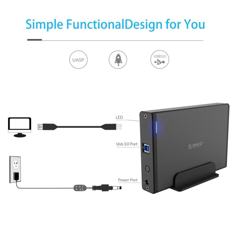 ORICO 7688U3 Vertical Aluminum External Hard Drive Enclosure Storage Case Hard Drive Dock for 3.5 inch SATA HDD