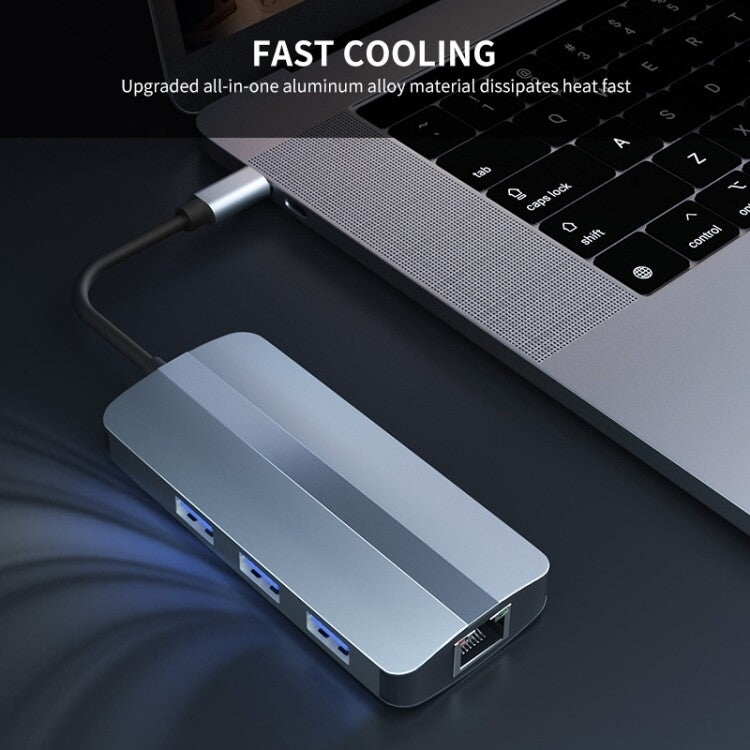 BYL-2209 6 in 1 USB-C / Type-C to USB Multifunctional Docking Station HUB Adapter, BYL-2209