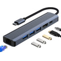 BYL-2210 6 in 1 USB-C / Type-C to USB Multifunctional Docking Station HUB Adapter with 1000M Network Port, BYL-2210