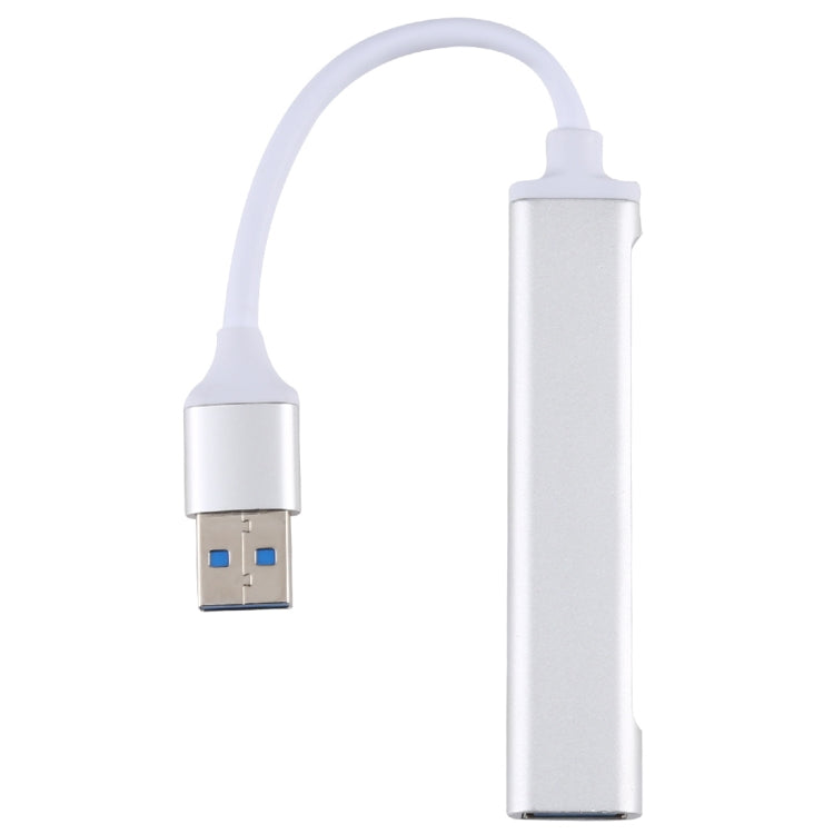 A-809 USB 3.0 + 3 x USB 2.0 to USB 3.0 Aluminum Alloy HUB Adapter(Silver)
