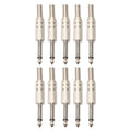 10 PCS 2 Pin 6.5mm Plug Zinc Alloy Welded Type Audio Connector 6.35 Audio Plug, 10 PCS