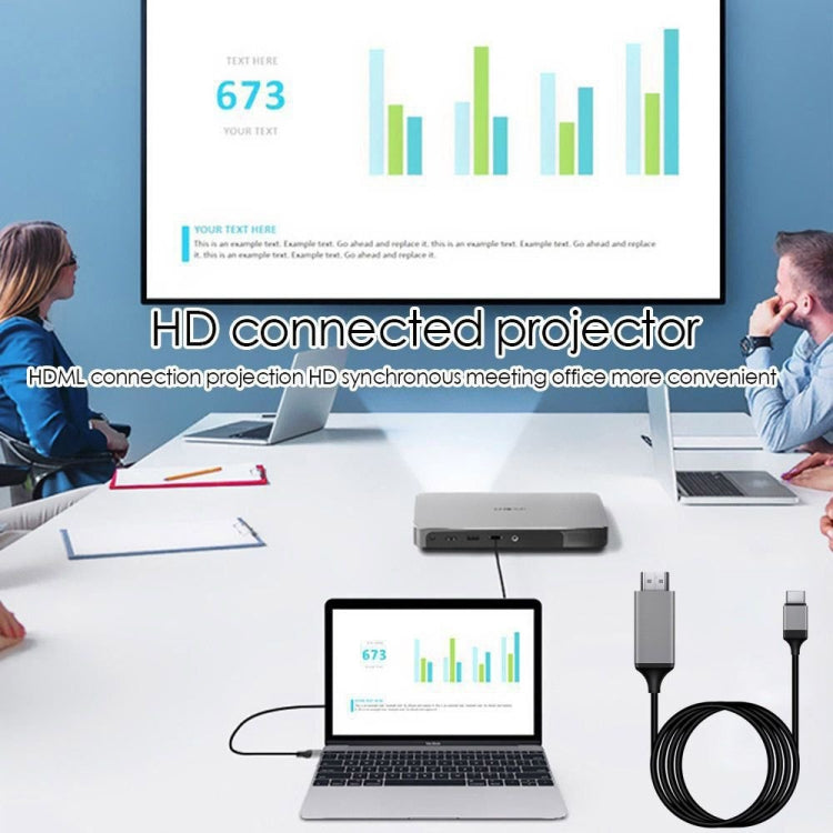 USB-C / Type-C 3.1 to HDMI Converter Adapter Cable, Length: 2m(Black)