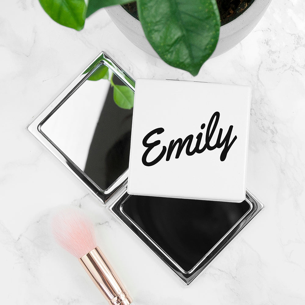 Personalised Square Compact Mirror