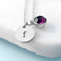 Personalised Monogram Silver Birthstone Crystal And Disc