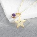 Personalised Gold Star With Birthstone Crystal Necklace