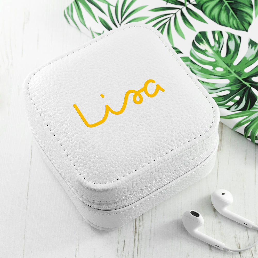 Personalised Summer Style White Jewellery Case - Yellow