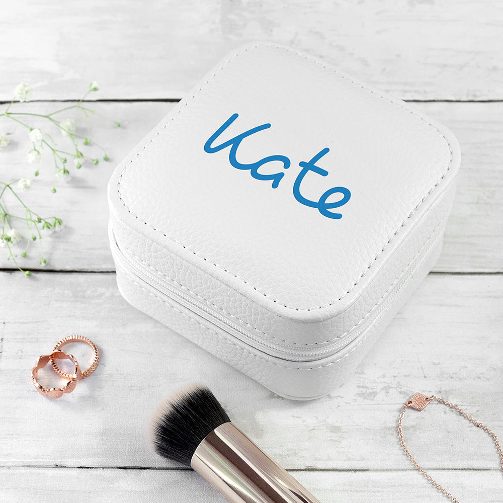 Personalised Summer Style White Jewellery Case - Blue