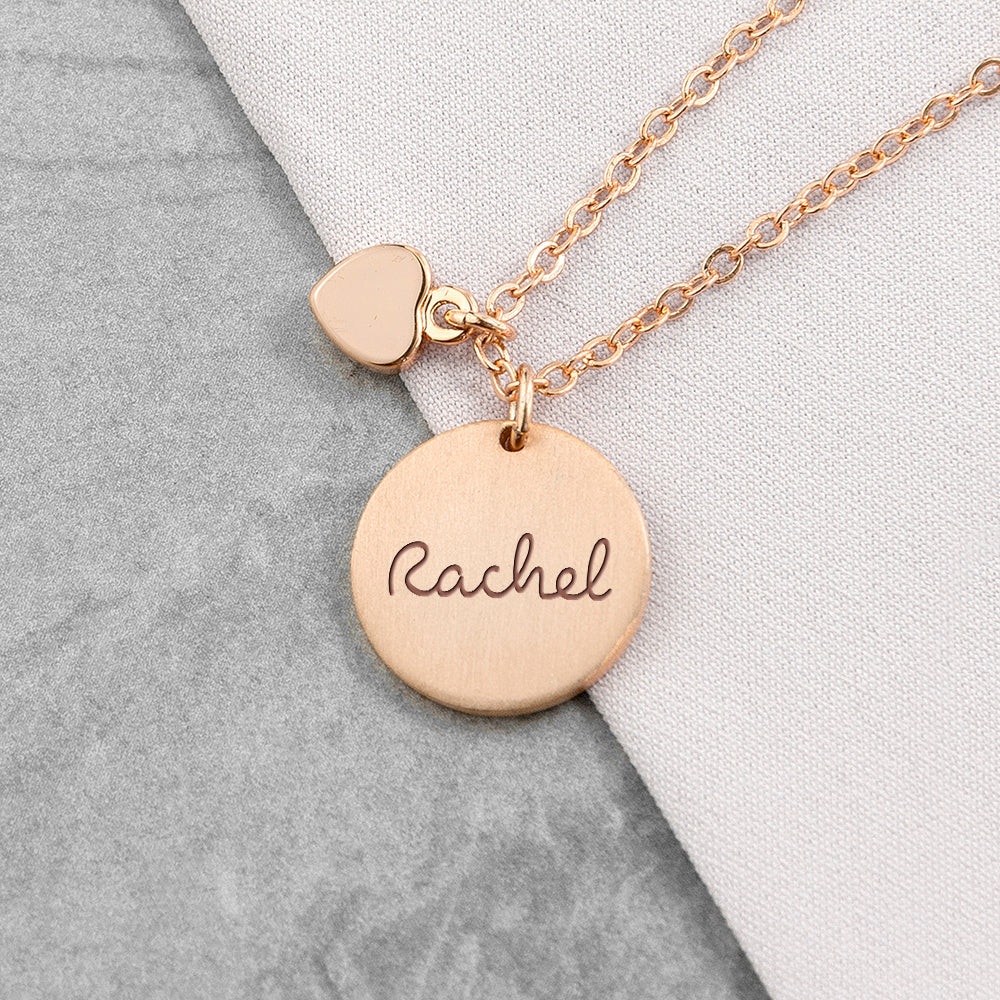 Personalised Summer Style Heart And Disc Necklace - Rose Gold