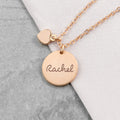 Personalised Summer Style Heart And Disc Necklace - Rose Gold