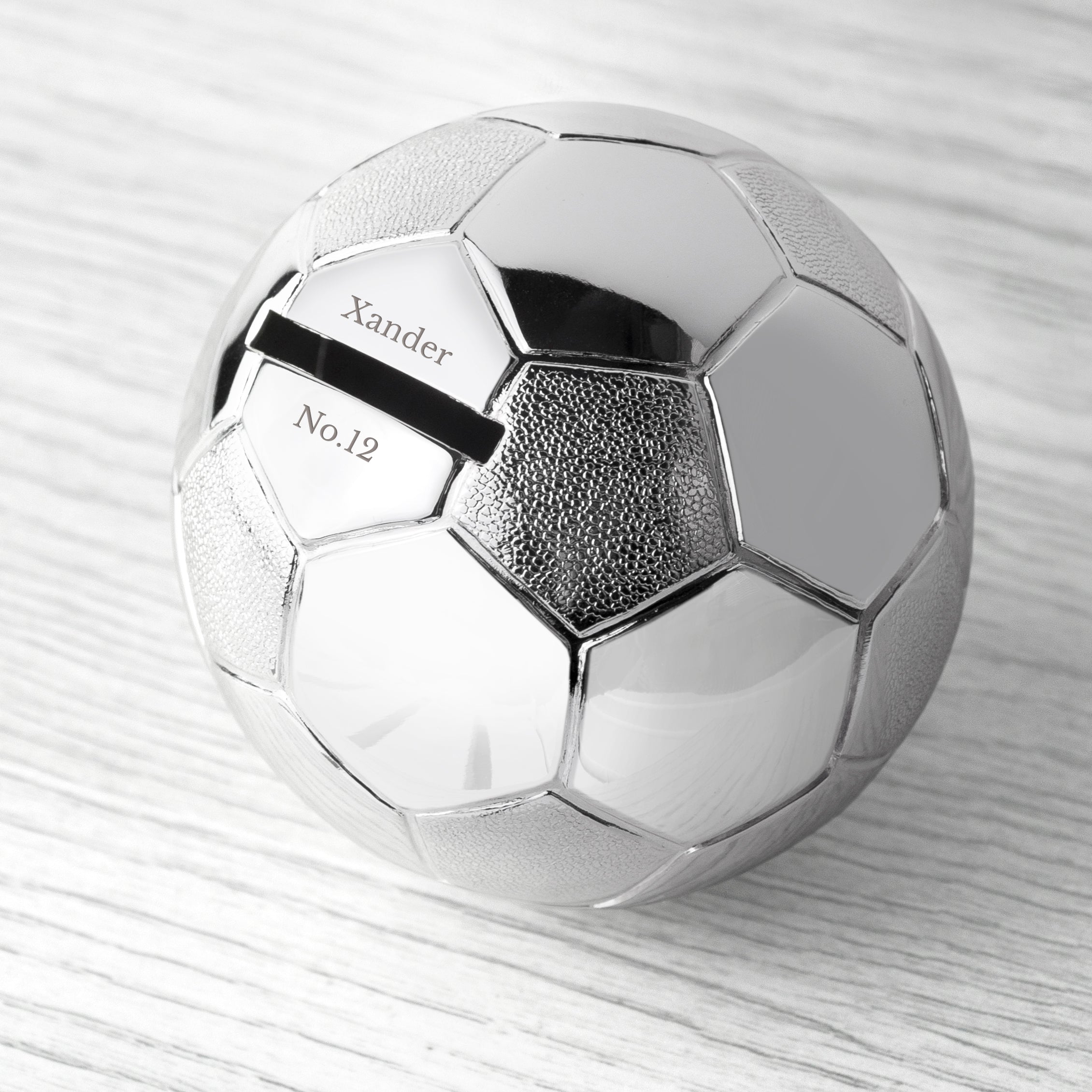 Personalised Silver Plated Football Piggy Bank