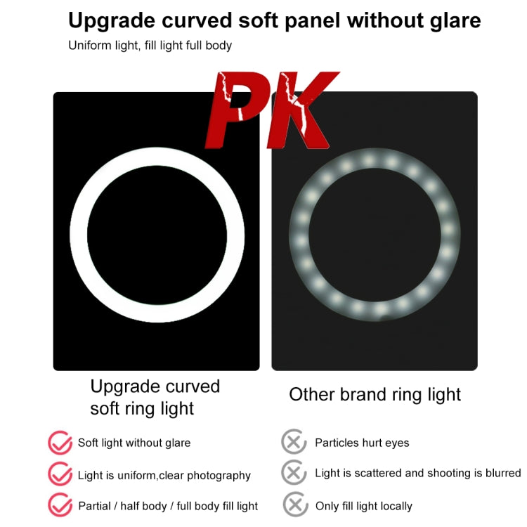 PULUZ 10.2 inch 26cm Light + 1.1m Tripod Mount + Dual Phone Brackets USB 3 Modes Dimmable Dual Color Temperature LED Curved Diffuse Light Ring Vlogging Selfie Photography Video Lights with Phone Clamp & Selfie Remote Control(Black)