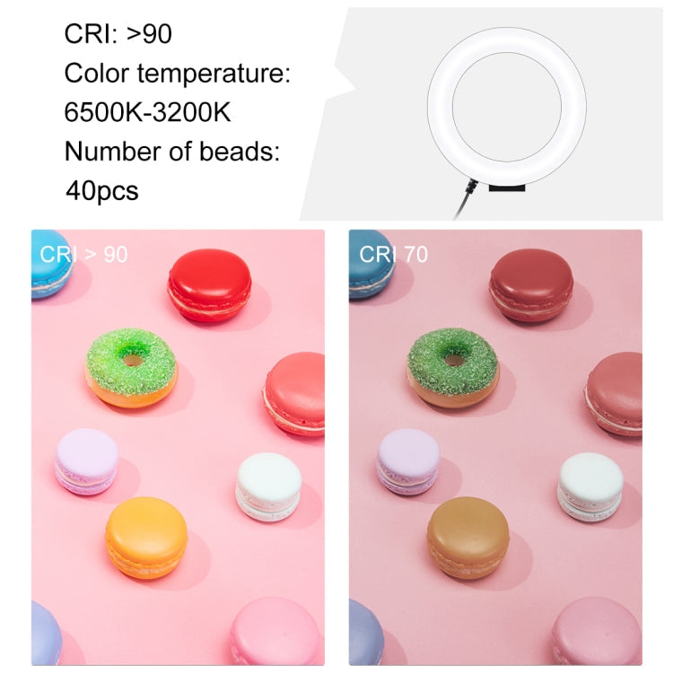 PULUZ 4.7 inch 12cm Ring Light Horizontal Dual Phone Brackets Desktop Holder Video Light Kits