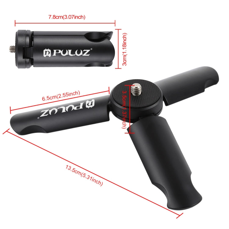 PULUZ Folding Plastic Tripod + Vlogging Handheld Grip with Cold Shoe & Wrist Strap for Smartphones