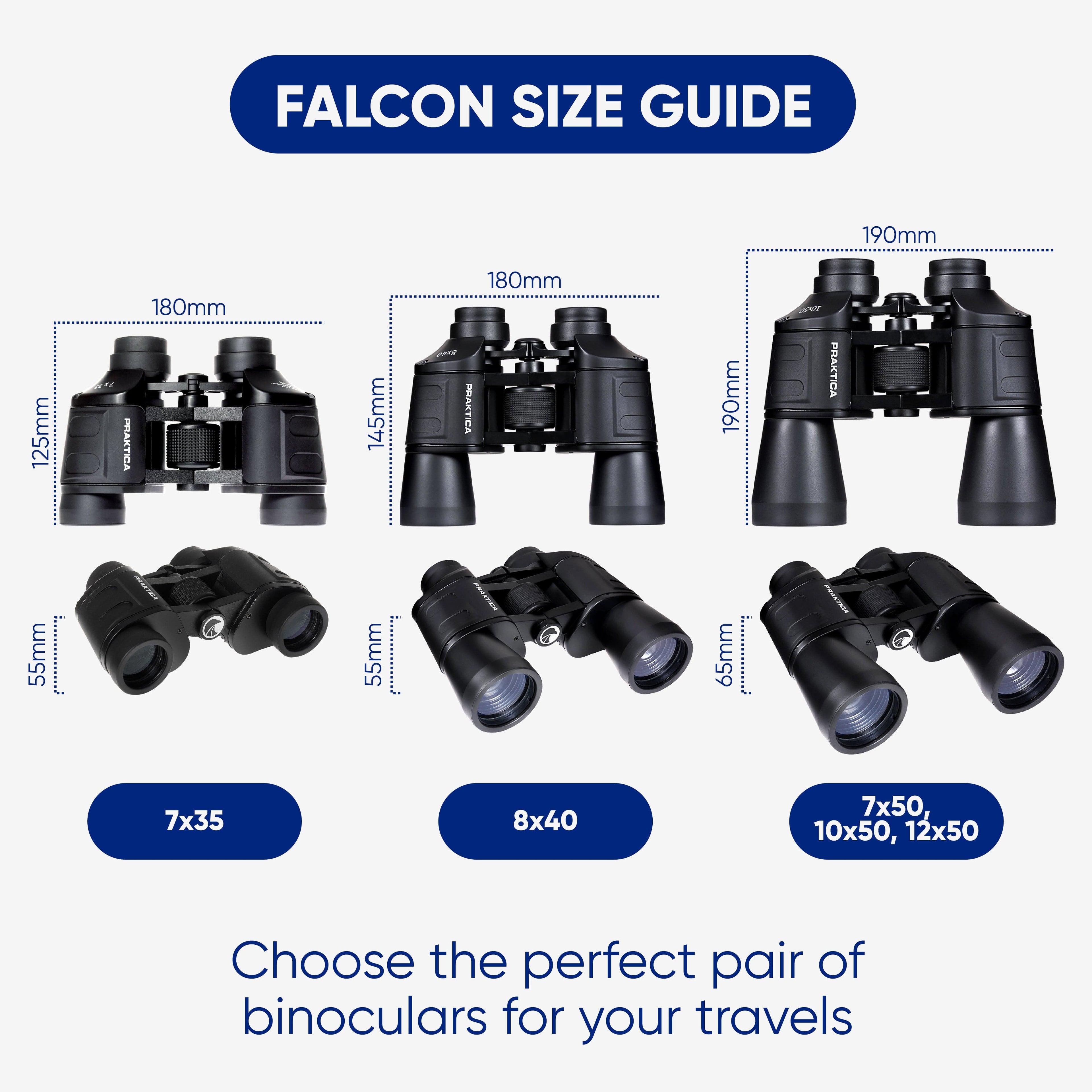 PRAKTICA Falcon 10x50mm Porro Prism Field Binoculars - Sand