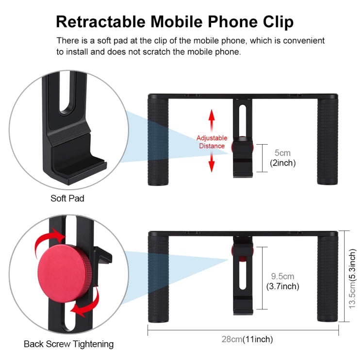 PULUZ Smartphone Vlogging Rig Aluminum Stabilizer for iPhone, Galaxy, Huawei, Xiaomi, HTC, LG, Google, and Other Smartphones